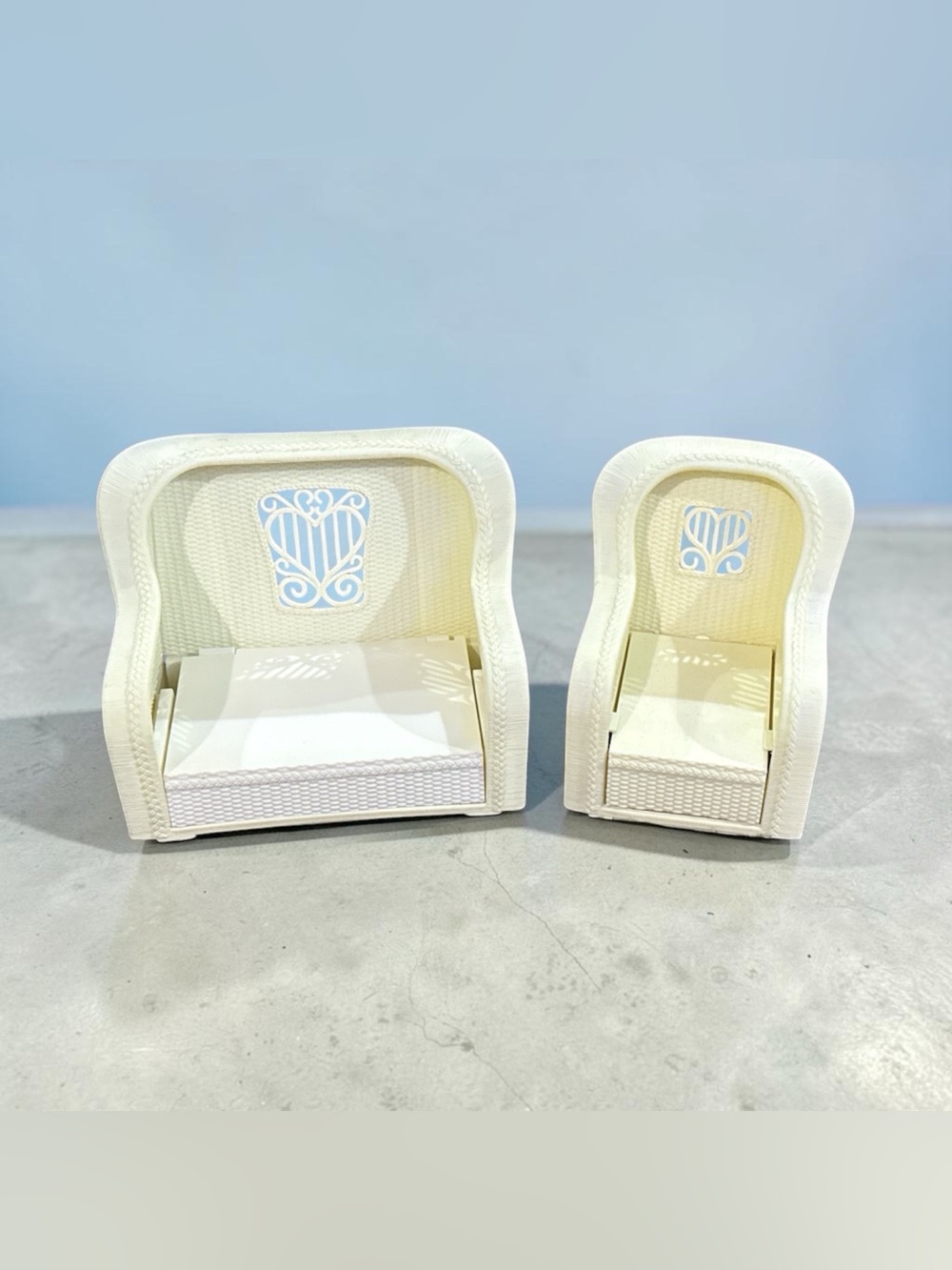 Vintage Barbie Plastic Wicker Chair Lounger Out Door Furniture 1983 Bundle of 2